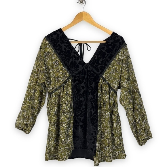 4 for $20 SALE! POL Semi Sheer Embroidered Baby Doll Top, Olive, Size M/L - Picture 1 of 10
